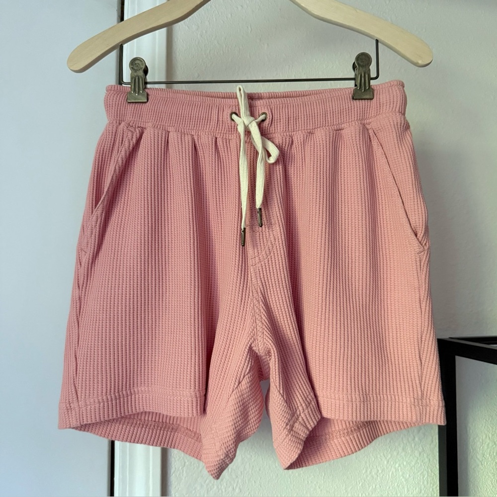 DANDY DEL MAR pink‎ cotton waffle thermal knit elastic pull on shorts